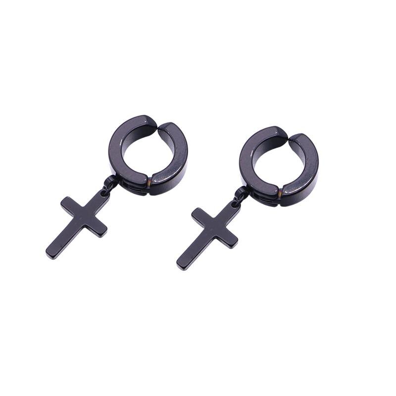 Ear Cuff Clip On Earrings Without Piercing Unisex Earring Cuff No Pierced No Hole Earings Jewelry (Black Cross): Black