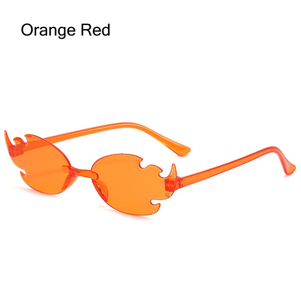 Gafas de sol coloridas con forma de llama de fuego, gafas de sol divertidas sin montura, gafas de Cosplay de para mujeres y hombres
