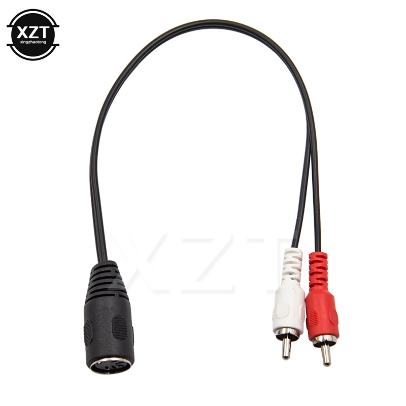 5 Pins DIN Female To 2 RCA Male Plug AMP Audio Adapter Cable 0.3M