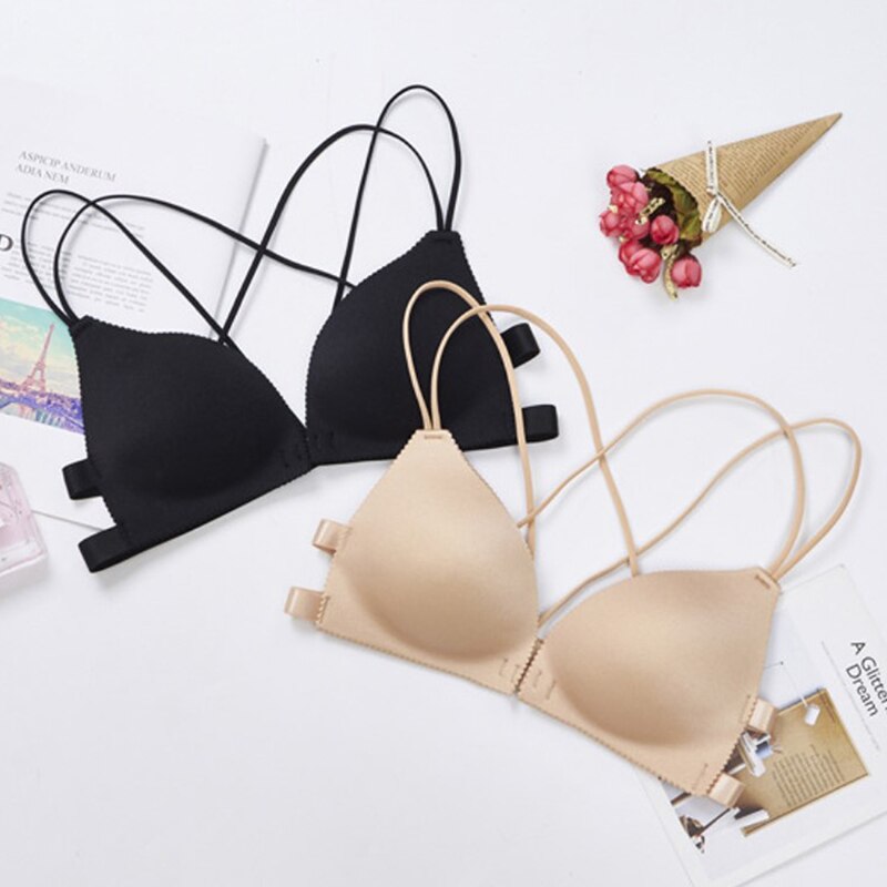 Front Buckle Beauty Back Bra No Steel Ring Small Chest Gather Up Underwear Feminine Sense Seamless Underwear One-piece Slim Bra