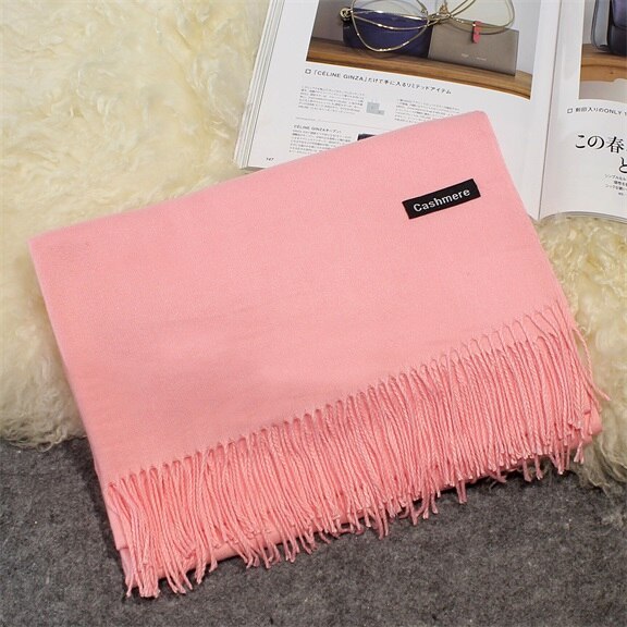 Hot Camelo Cachecol Pashmina Cachecol de Caxemira Envoltório Xaile Xaile do Inverno do Lenço das Mulheres Lenços de Borla Longo NB01 Cobertor Cachecol de Alta Qualidade: drak pink