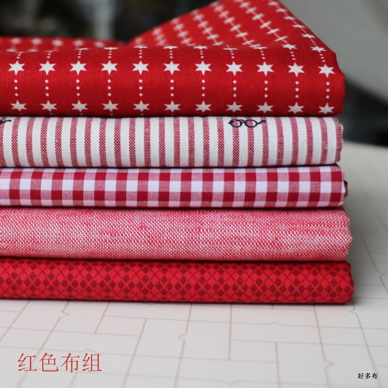 Tecidos de algodão estampados, 25cm * 25cm * 5 peças, tecidos de costura, acolchoados para patchwork, bordado, faça você mesmo, acessórios de bonecas artesanais