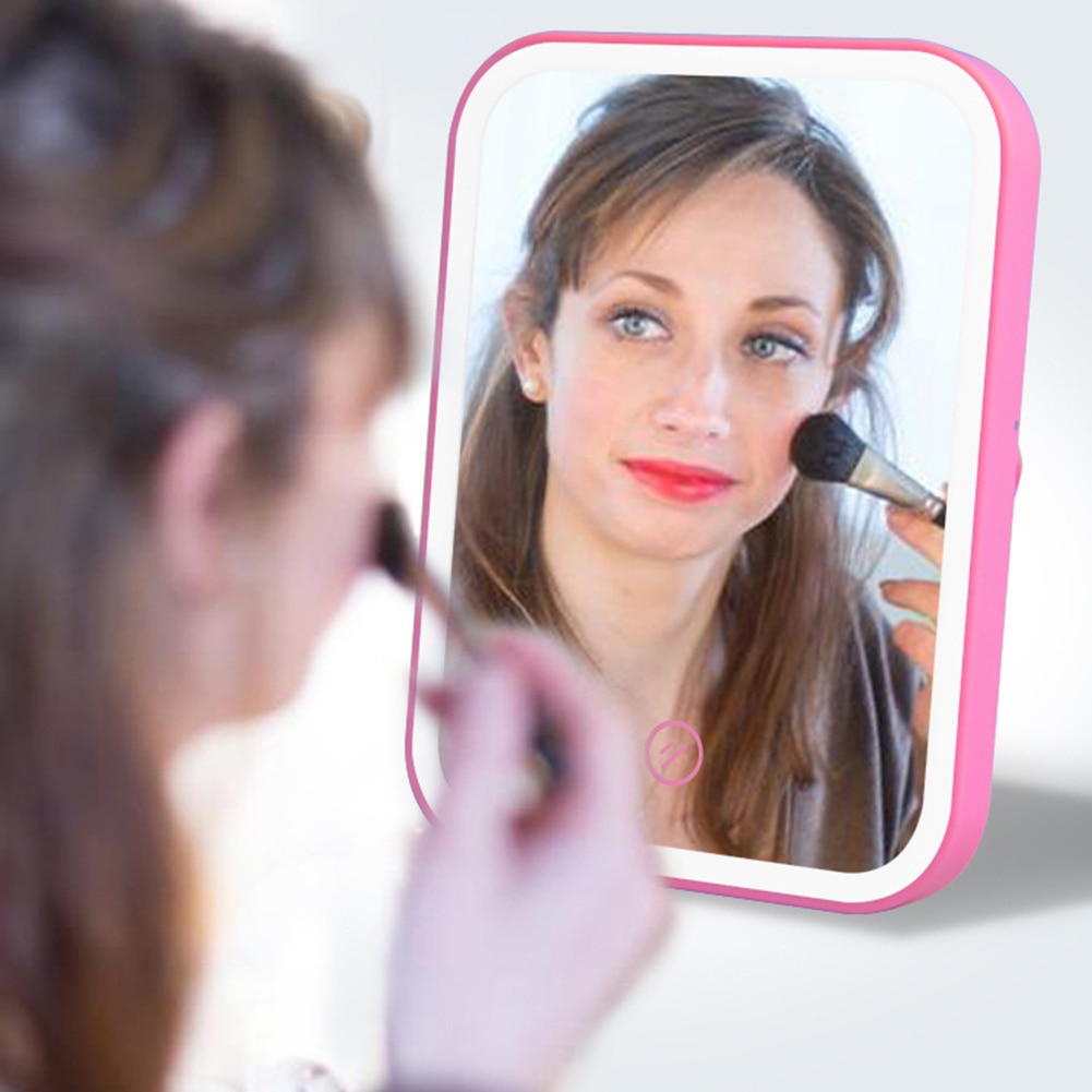 Espejo portátil para maquillaje, luz LED Natural, ángulo de recambio USB, Control táctil ajustable, luces regulables de brillo