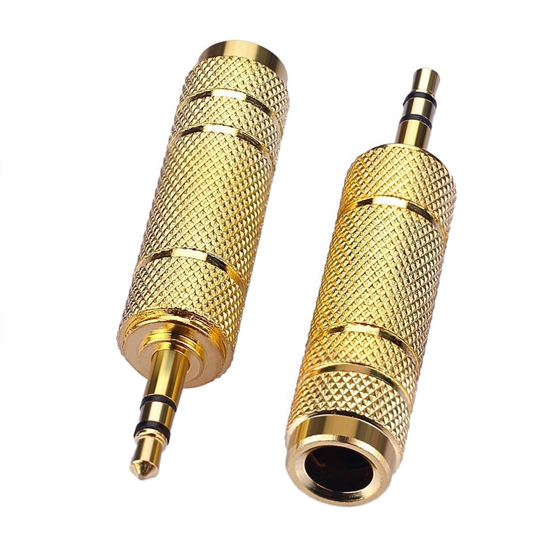 1/5Pcs 3.5Mm Male Naar 6.35Mm Vrouwelijke Audio Adapter Connector Voor Mobiele Telefoon Pc Notebook 3.5 plug Naar 6.35 Jack Stereo Speaker: 2pcs