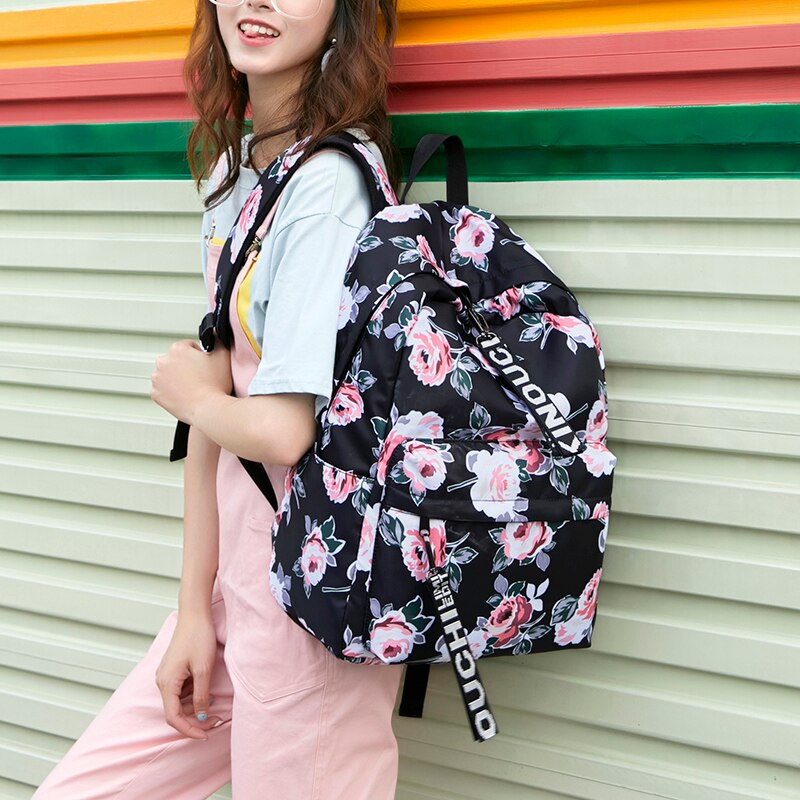 OKKID Blumen- schule Rucksack für mädchen grün blumen schule taschen buch tasche freundlicher Kuli bleistift tasche einstellen nette lebensmittel tasche