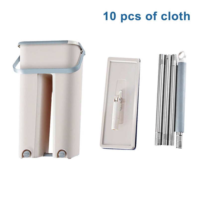 Microfiber Flat Floor Mop and Bucket Set Home Floor Cleaning System with Washable Flat Fiber Mop Pads MSU88: with 10 pcs of cloth