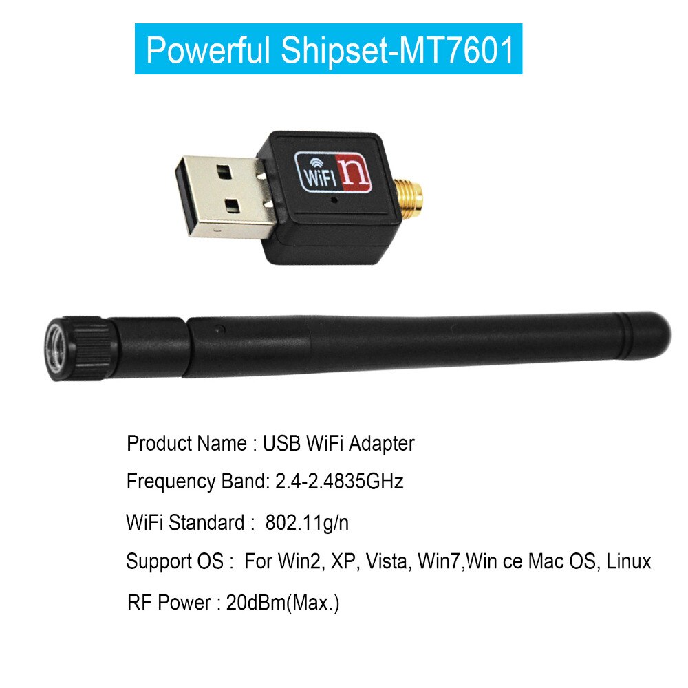 Besegad 150mbps USB Wifi Adapter Mini Wireless Lan Card 802.11b/g/n MT7601 Wlan PC Wi Fi Wi-Fi Dongle Wifi Receiver Antenna