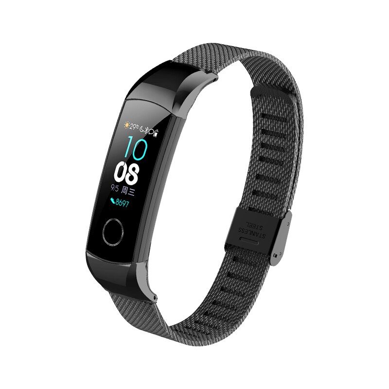 Metal strap For Huawei Honor Band 4 strap Magnetic buckle Metal Bracelet For Honor Band 5 Accessories: Mesh belt-black / For honor band 4