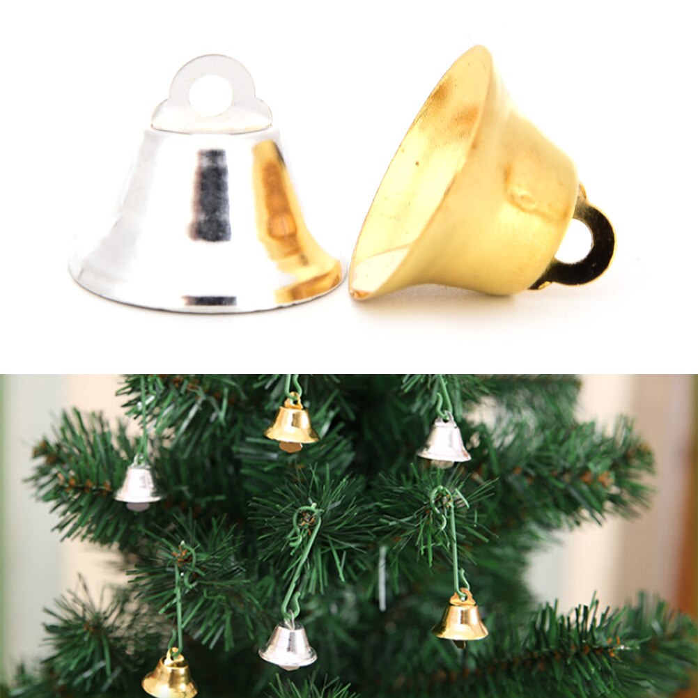 10 Stks/partij 20 Mm Gold/Silver Metal Trompet Bells Voor Kerstboom Opknoping Ornamenten Hangers Decor Wind Chime Accessoires