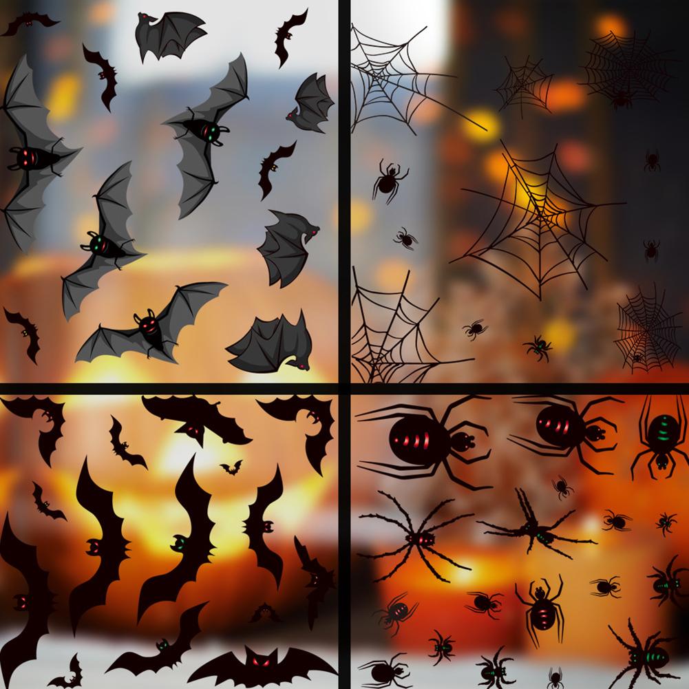 Halloween Bat Spider Verwisselbare Window Sticker Muurtattoo Home Thema Party Decor Sticker Bat, Spider, Spiderweb Vorm Halloween
