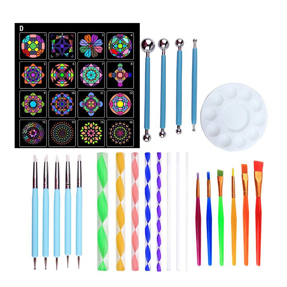 40pcs Mandala Dotting Tool Set Rock Painting Kit Dot Art Pen Paint Stencil Acrylic Mandala Point Pen patterns maker: MTL 01D