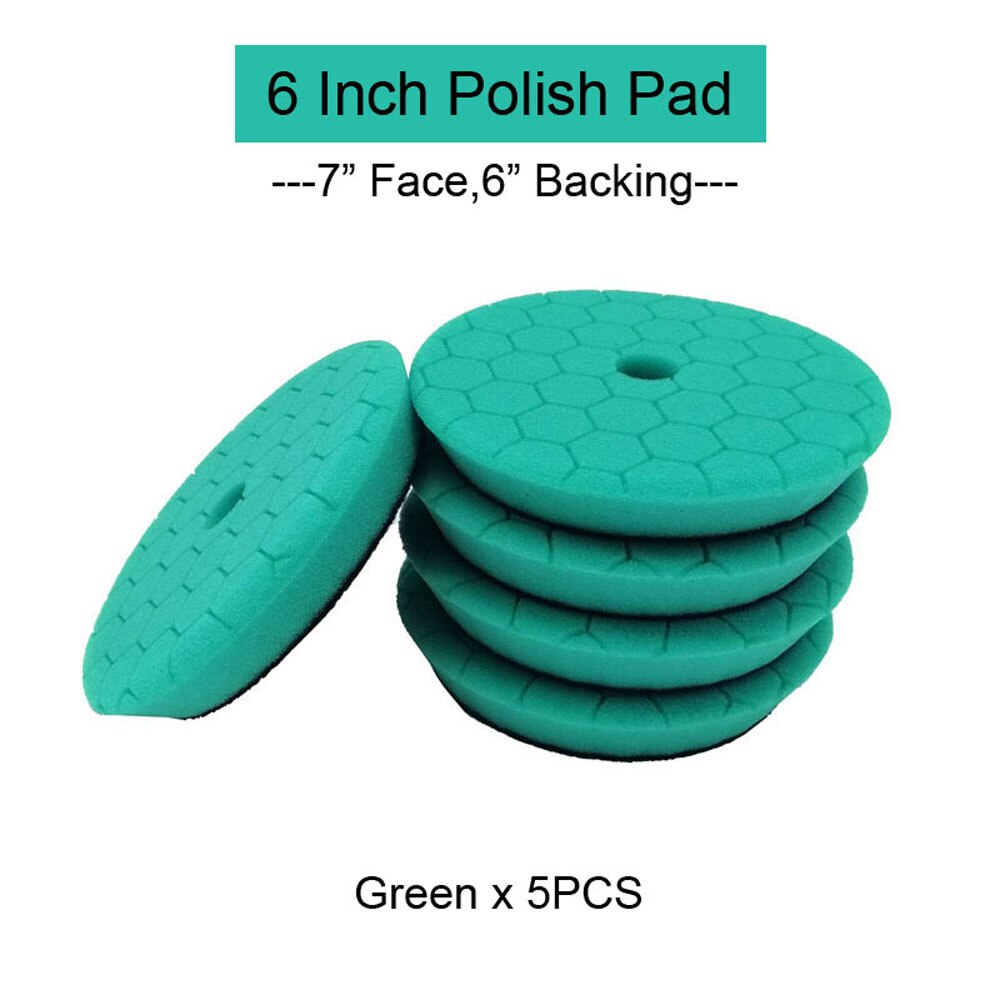 HUTU 3/5/6 Inch Sponge Polishing Pad Waxing Buffing Pads Kit Glossy Pad 125mm Car Headlights Polishing Disc For RO/DA Polishier: 6inch Green x5pc