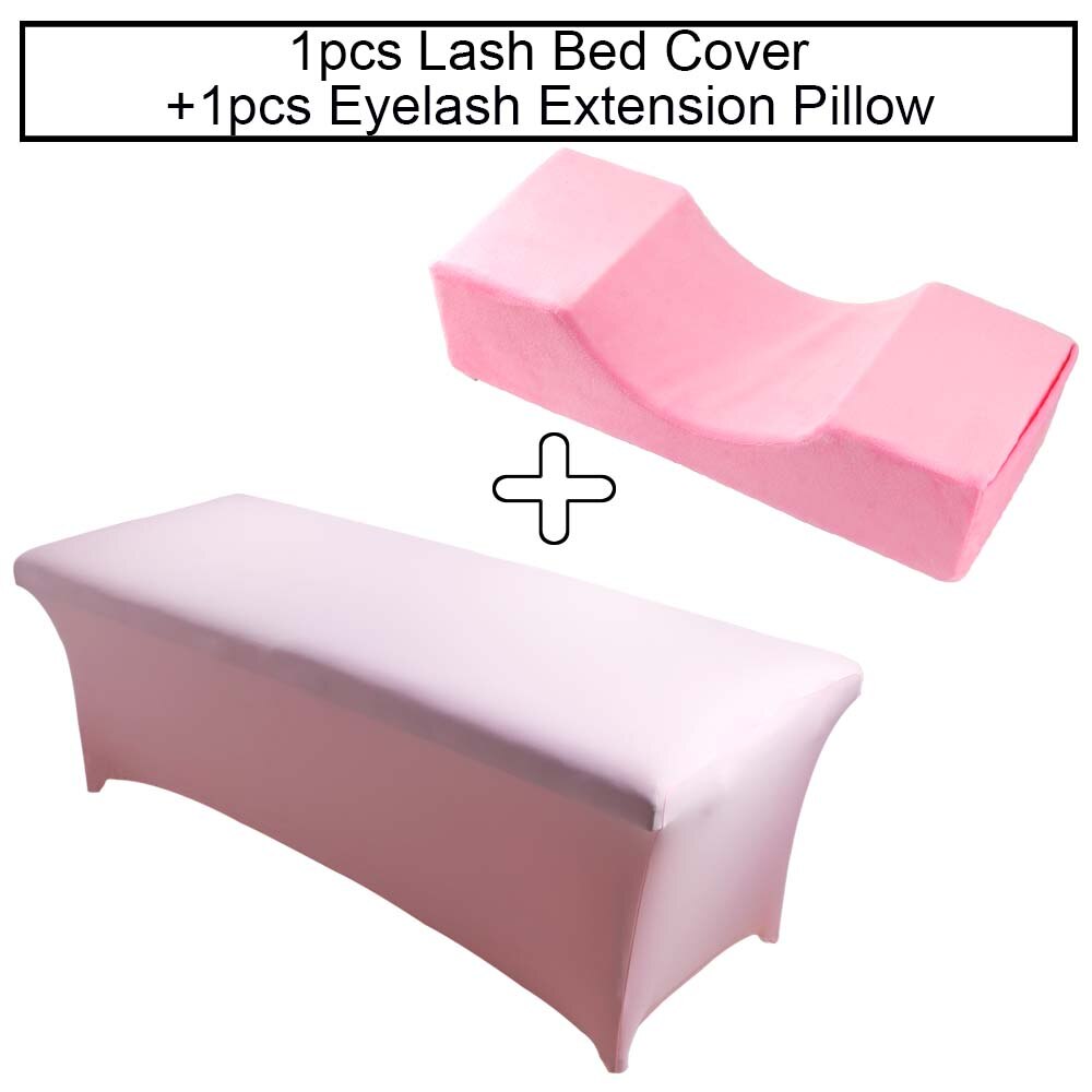 Neck Lash Pillow Eyelash Extension Bed Cover Sheets Grafting Lashes Eyelashes Extension Memory Foam Beauty Salon Makeup Tools: Pink set 2