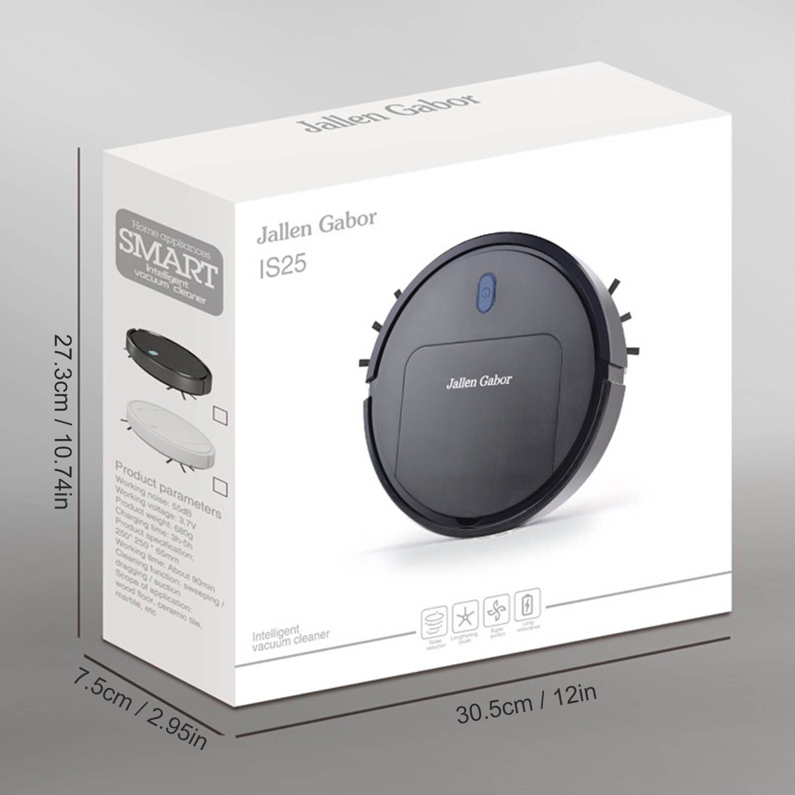 25cm Smart Sweeping Mopping Robot Vacuum Cleaner For Home Cordless Washing USB Rechargeable 120 Mins Runtime