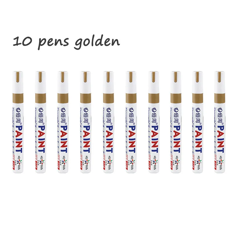 10 rotuladores permanentes, juego de marcadores de pintura de 12 colores, blanco, negro, azul, rojo, naranja, verde, azul, rosa, morado, café: Gris claro