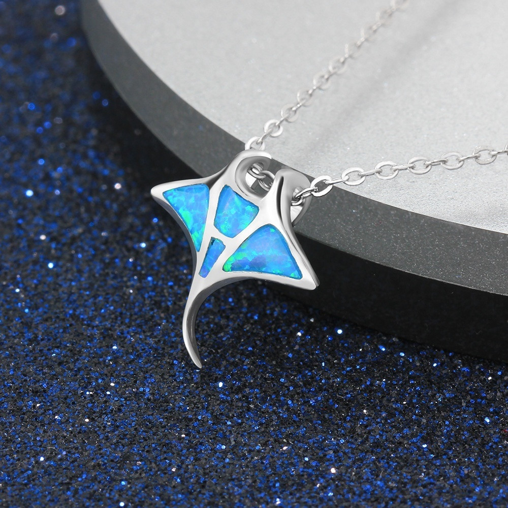 Böhmen süße Quallen-Anhänger-Halskette für Frauen, Inlay, blauer Opal-Imitationen-Halskette, Hochzeitsschmuck, Weihnachtsgeschenke für Sie