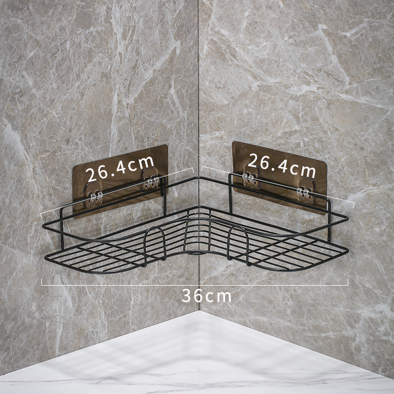 Goud Geen-Boor Badkamer Plank Hoekplank Douche Shampoo Magazijnstelling Houder Wc Organizer Wc Badkamer Planken Accessoires: Black D