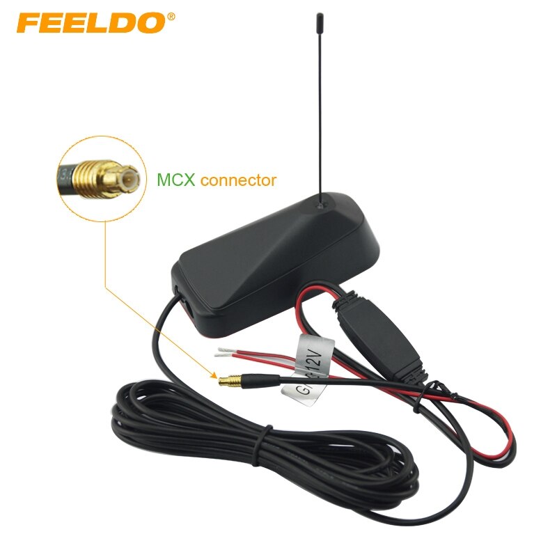 FEELDO Auto MCX Connector Actieve TV Antenne Antenne Met Ingebouwde Versterker #945