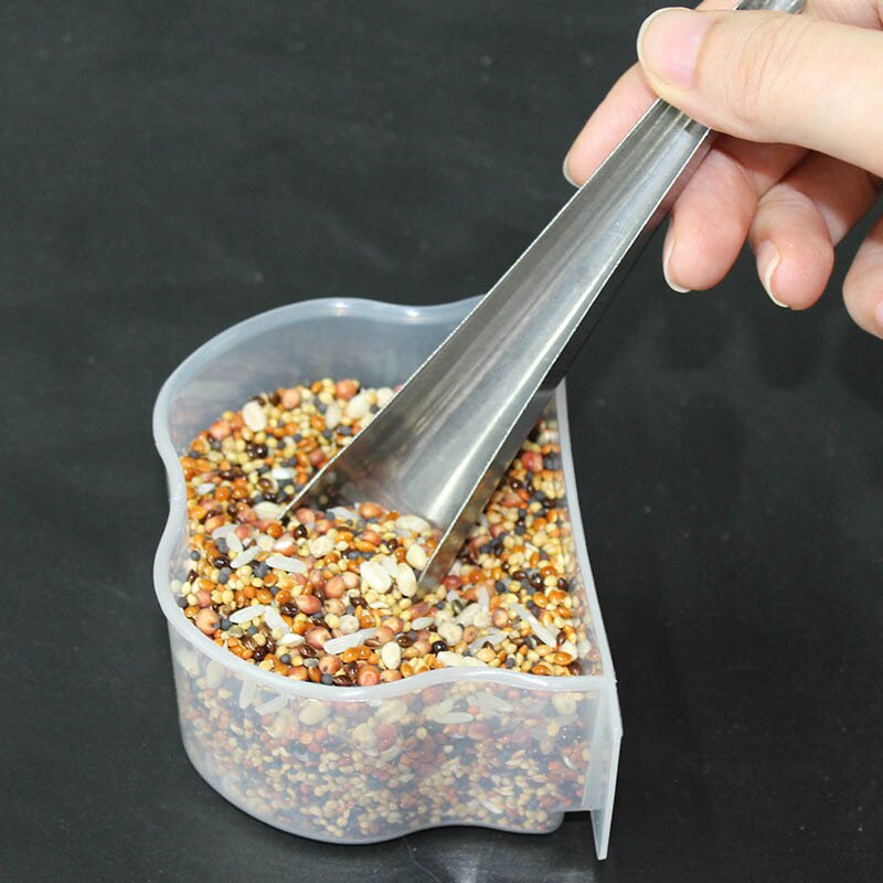 Bird Feeder Bird Seed Dispenser Stainless Steel Spoon for Bird Feeding Pet Bird Accessories Parrot Pigeon Seed Container