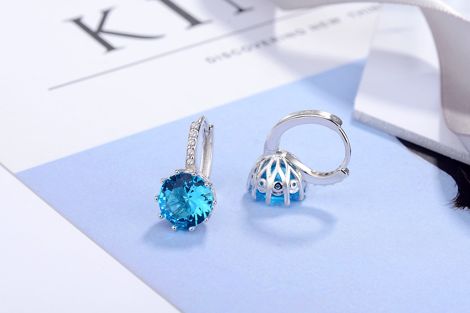 Personality Female Jewelry 925 Sterling Silver Multicolor Mosaic AAA Round Cut CZ Zircon Crystal Earrings for Women Pendientes