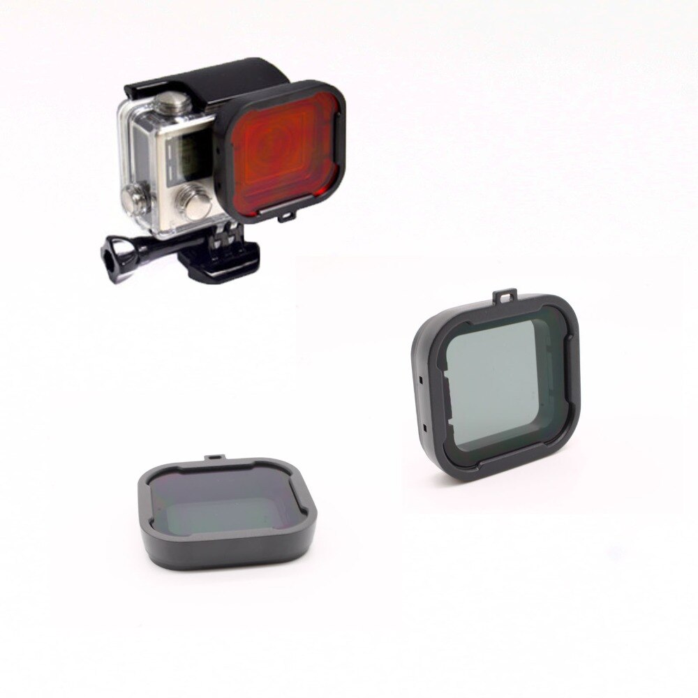 Gopro tarvikkeet sukellussuodatin punainen/oranssi/keltainen/harmaa/violetti vedenalaisen sukelluslinssin suodatin gopro hero 3+/ 4 :lle