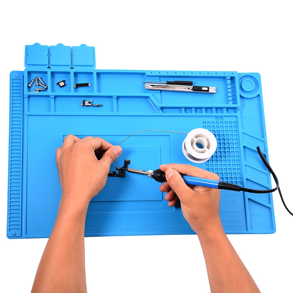 S-160 45x30cm Heat Insulation Silicone Pad Desk Mat Maintenance Platform For BGA Soldering Repair Station With Magnetic Section