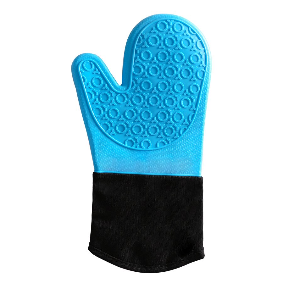 1PCS BBQ Glove 300-500 Centigrade Extreme Heat Resistant Silicone microwave kitchen Gloves Cooking Grill Oven Mitts Gloves: Blue