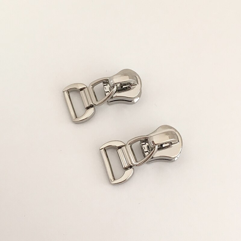 Kit de réparation de fermeture éclair en métal, anneau D, 10 pièces, tirettes pour sac de poche, bricolage, accessoires de couture, 5 #, ZT189: ZT141-Silver