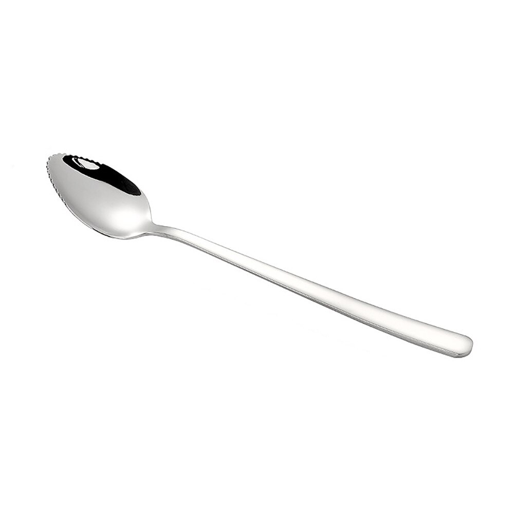 Spegel polering efterrätt skedar slät rostfritt stål grapefrukt sked räfflad kant skuren frukt kök gadget matlagning verktyg: 01