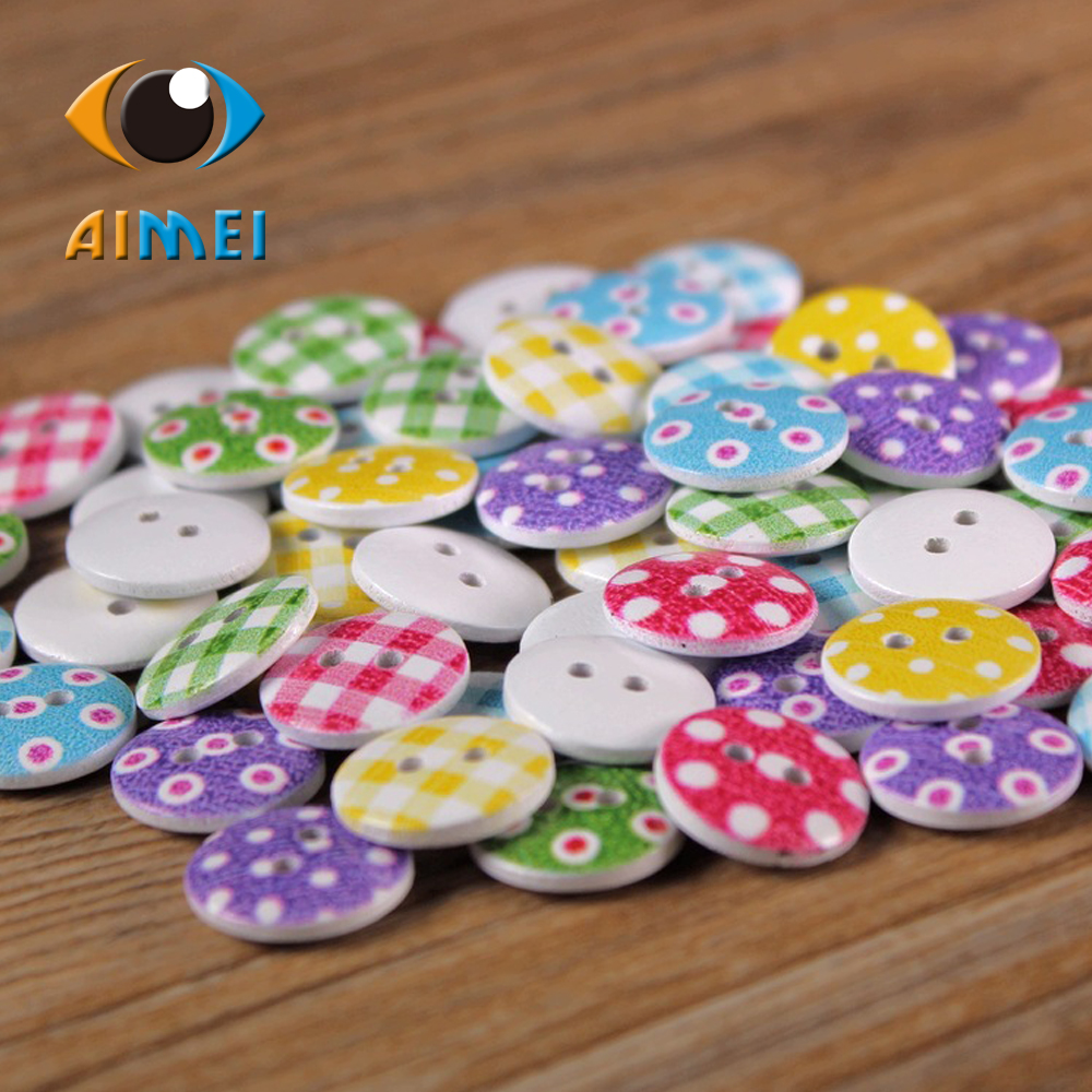 100 stuks/partij 15mm diameter ronde houten knopen voor kleding, decoratieve knoop voor handwerk.