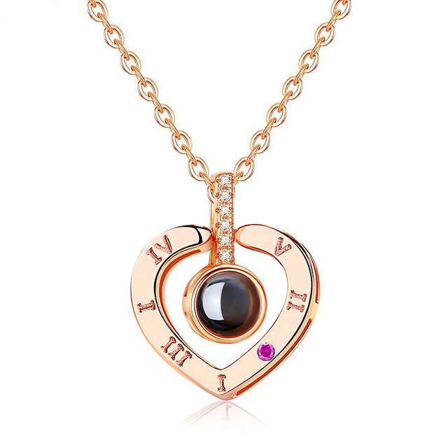 Projection Pendant Necklace for women Girls Love Memory Heart Necklace Valentine's Day Couple Jewelery: B1