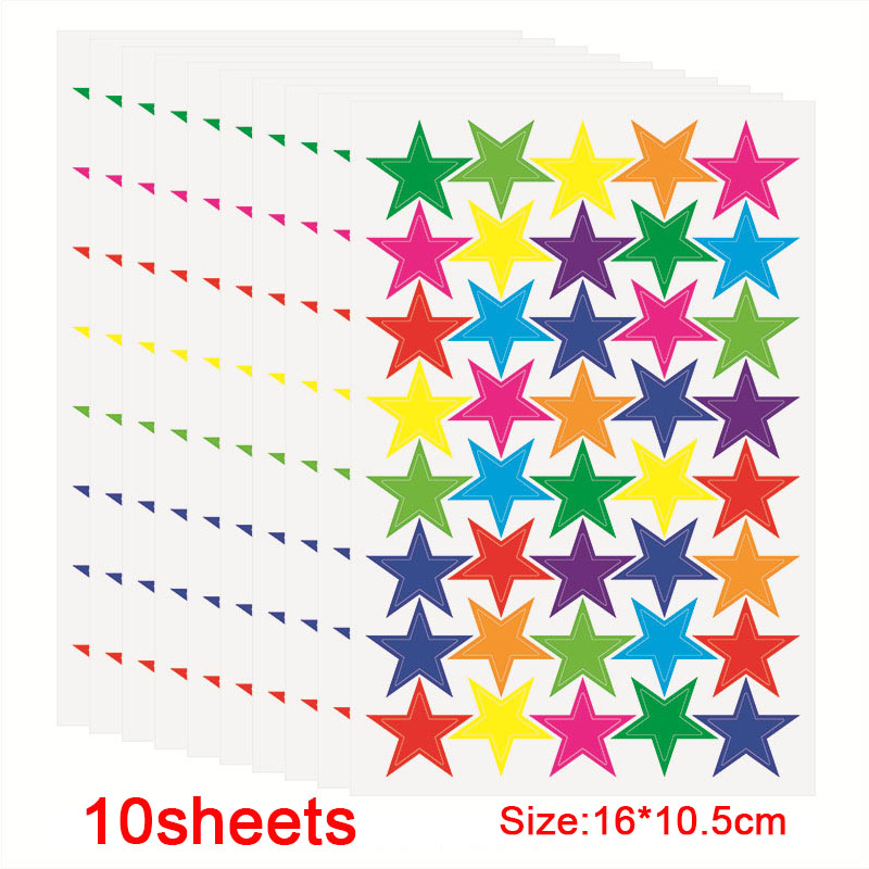 10-blad lachend gezicht stickers schattig notebook laptop portret stickers glimlach ster brief beloning sticker klassiek speelgoed voor kinderen cadeau