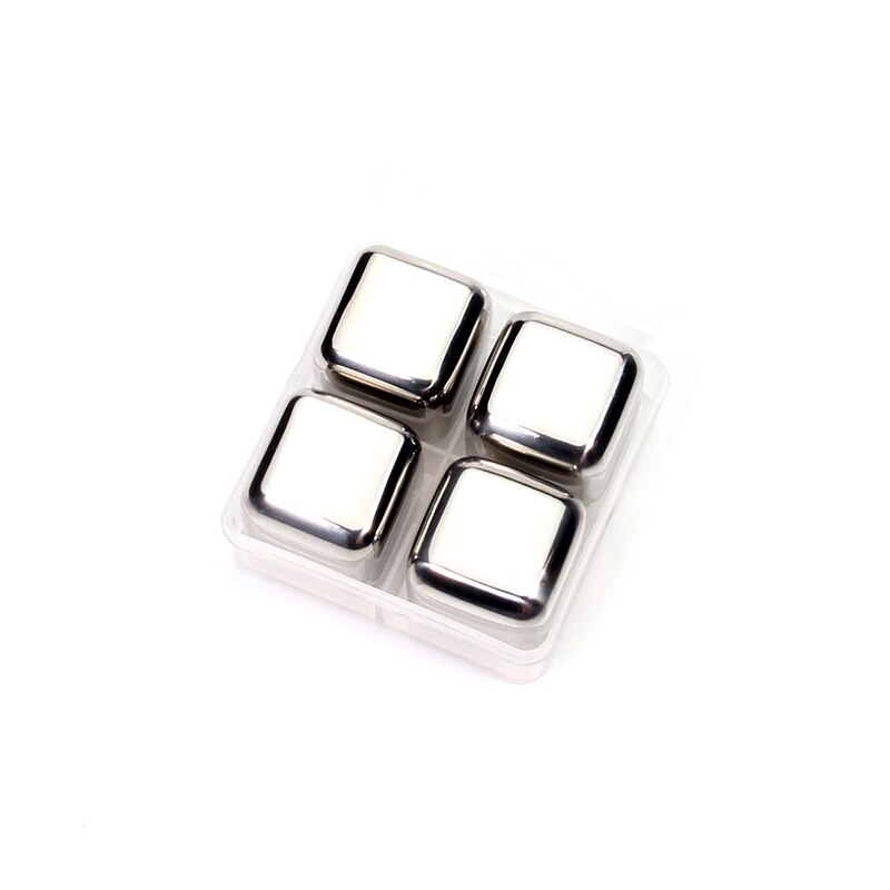 Reusable Stainless Steel Ice Cubes set, Reusable Chilling Stones for Whiskey Wine, Keep Your Drink Cold Longer, SGS Test Pass: 4 Pack