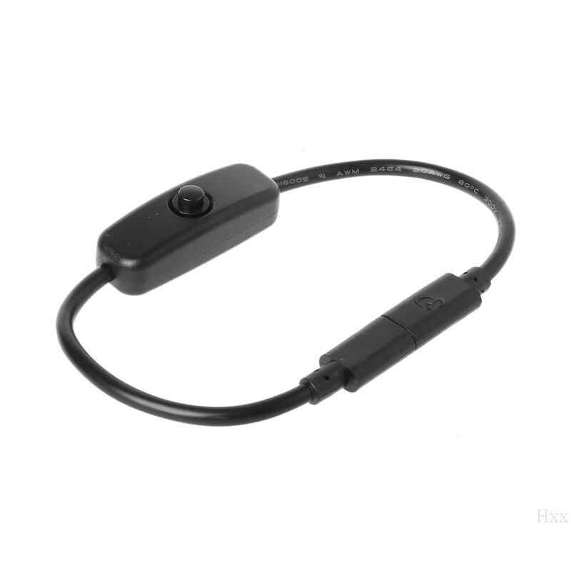 USB-C de fuente de alimentación tipo C, Cable de extensión macho a hembra, interruptor de encendido y APAGADO para Raspberry Pi 4 An-droid, teléfono móvil de 27cm