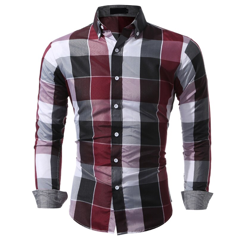 Chemise à carreaux à manches longues pour homme, haut Slim en coton, à la , été