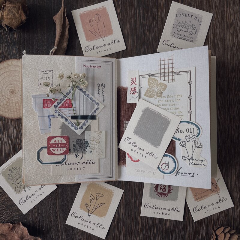 60 stk retro morandi farve ikke selvklæbende notat papir bullet journaling tilbehør dekorative scrapbog æstetiske memoblokke