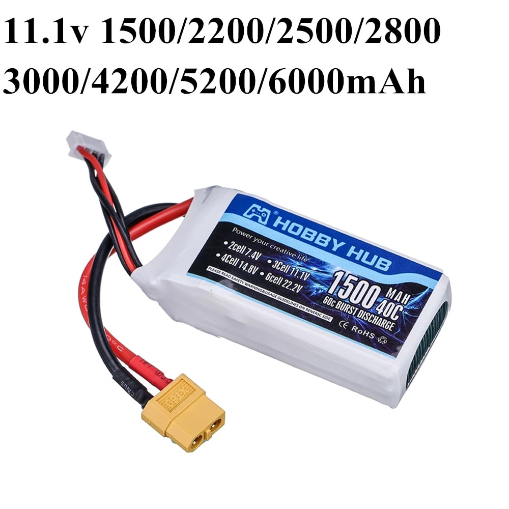 3s 11.1V 1500mAh 2200mah 2800mAh 3000mAh 4200mAh 5200mAh Lipo Batteria Per RC giocattoli aeromobili elicotteri Aerei auto Barca