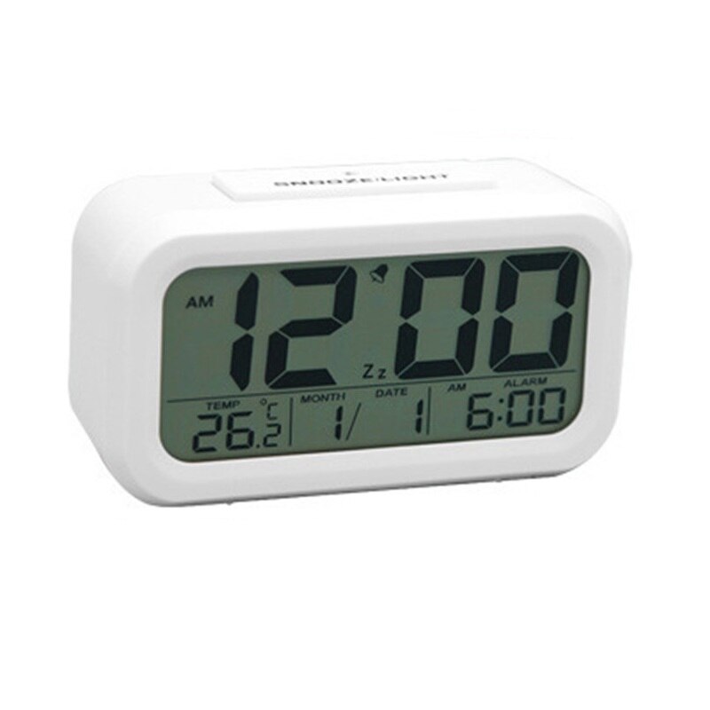 ledet digital vekkerklokke elektronisk klokke smart stum lysende bakgrunnsbelysning vise temperatur kalender slumre kontor