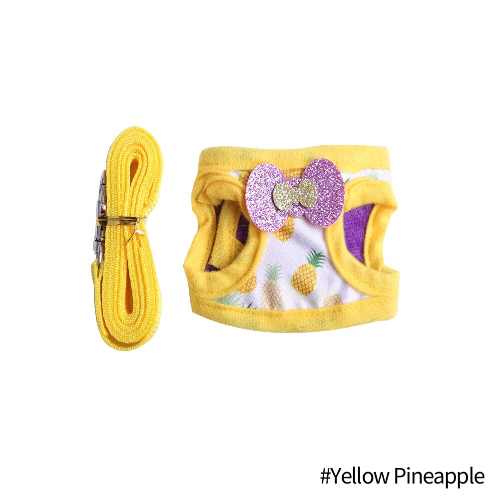 Arnés para hámster, correa ajustable para conejillo de indias, Chinchilla, ratones, Hurón, cuerda de tracción al aire libre, accesorios para animales pequeños: Yellow Pineapple / S