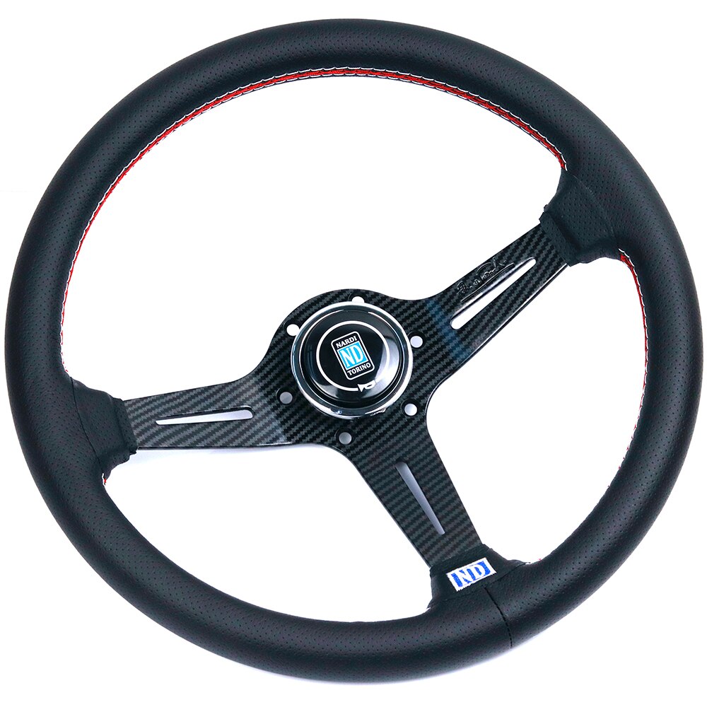 14inch ND Carbon Fiber Look Leather Drift Sport Steering Wheel