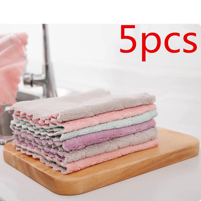 Aci Kitchen Rag 5pcs Kitchen Anti-Grease Wiping Rags Efficient Sup... β Vicedeal