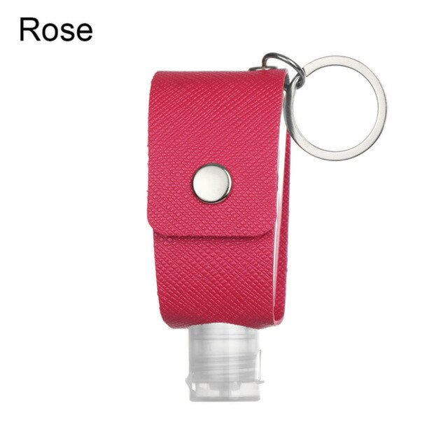 30ml Travel Portable Hand Sanitizer Bottle Keychain Holder Reusable Bottle Hand Washing Gel Storage Bottle With Keychain Carrier: Rose red