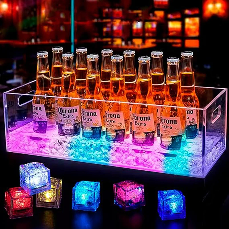 12–120 Stück wasserdichter LED-Eiswürfel, mehrfarbig, blinkend, leuchtet im Dunkeln, leuchtet für Bar, Club, Trinkparty, Weindekoration