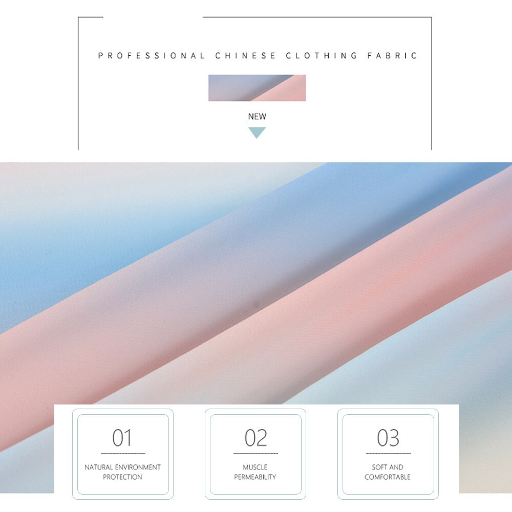 Ombre szyfonowa tkanina z 3 tonowym gradientem na sukienka na studniówkę jednoczęściowy Han chińskie sukienki szalik kurtyna odzież suknia na lato