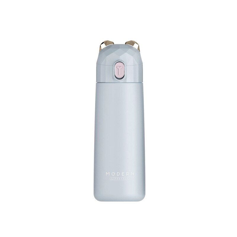 Termo de acero inoxidable de doble pared, bonito termo para café, té, leche, Taza de Viaje, termos, botella de , taza con aislamiento térmico para mujeres: gray