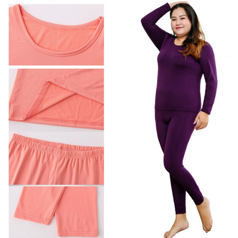 Naisten pitkät alushousut pyjamapuku plus koko syksyyn talveen pehmeä lämpö john setti 2 kpl kotivaatteet ouc 1712