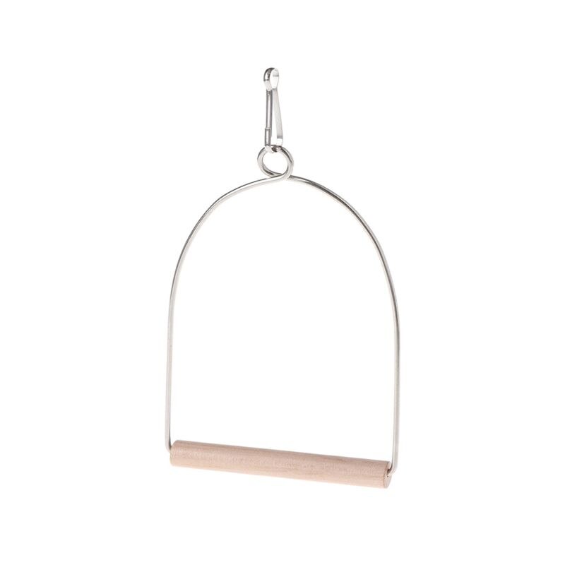 D08D Natural Wooden Pet Birds U-shaped Perch Parrots Hanging Swing Cage Toys Stand Climbing Holder Pendant for Parakeet: M