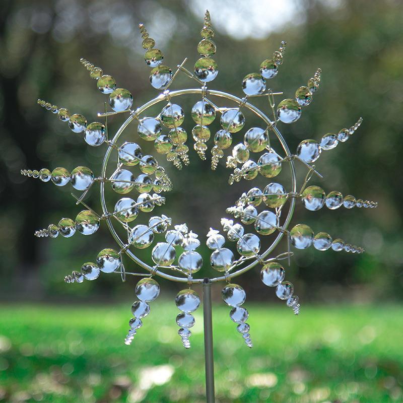 1pc Magical Kinetic Metal Windmill Spinner Unique Wind Powered Catchers Patio Garden Lawn Outdoor Courtyard Decoration