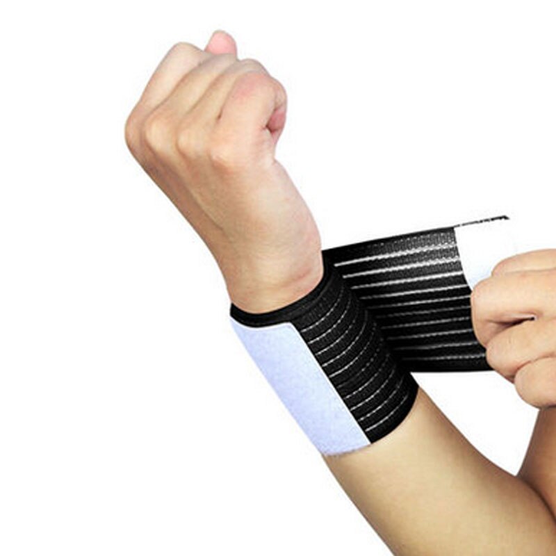 1Pcs Sport Katoen Elastische Bandage Hand Sport Polsband Gym Ondersteuning Pols Brace Wrap Fitness Tennis Polsini Zweet Band: Black