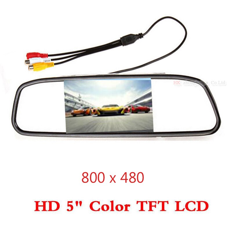 High Resolution HD 5" Inch Car Mirror Monitor 2CH Video Input 800*480 DC Backup Auto Car Parking Monitor